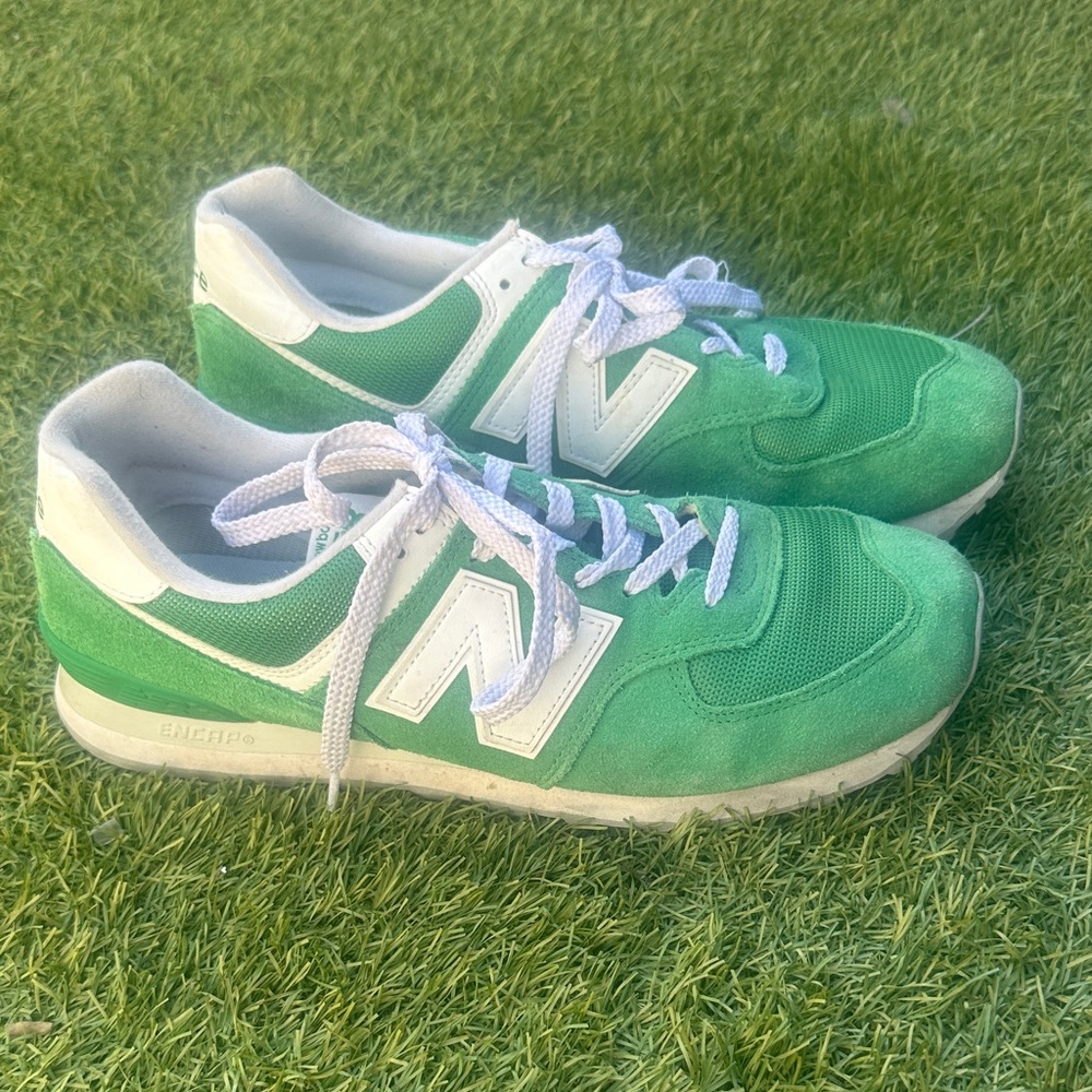 New Balance 574 Green and White Sneakers